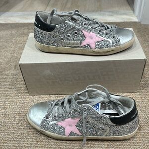 Golden Goose Super Star Sneakers in pink, silver and black